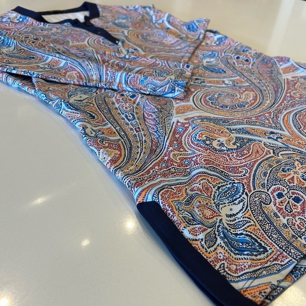 J McLaughlin Top Biscayne Tunic Catalina Cloth Blue Paisley Floral Printed M - Picture 3 of 8